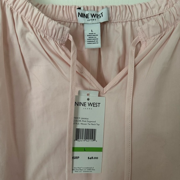Nine West 100% Cotton Pretty Pink Long Sleeve-Size Large - Picture 2 of 3